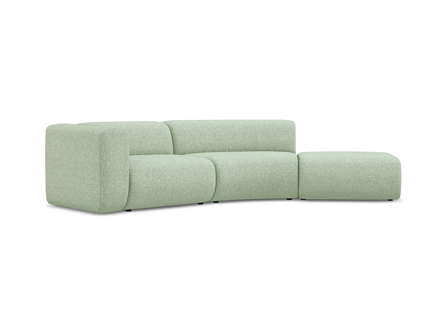 4-Sitzer Sofa Rechts - - Strukturstoff - Hellgrün - EKAHI