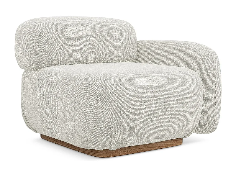 Module avec accoudoirs droit en tissu texturé - beige clair - AILANI