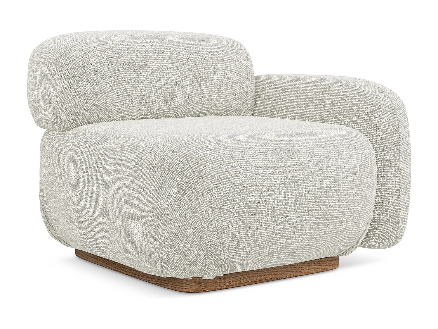 Module avec accoudoirs droit en tissu texturé - beige clair - AILANI