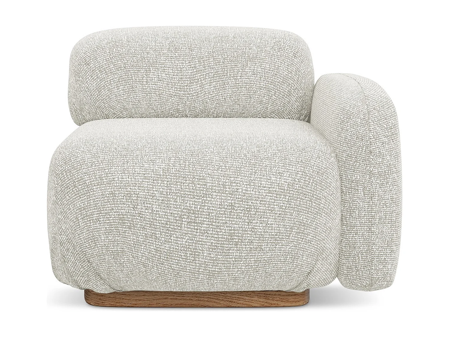 Module avec accoudoirs droit en tissu texturé - beige clair - AILANI