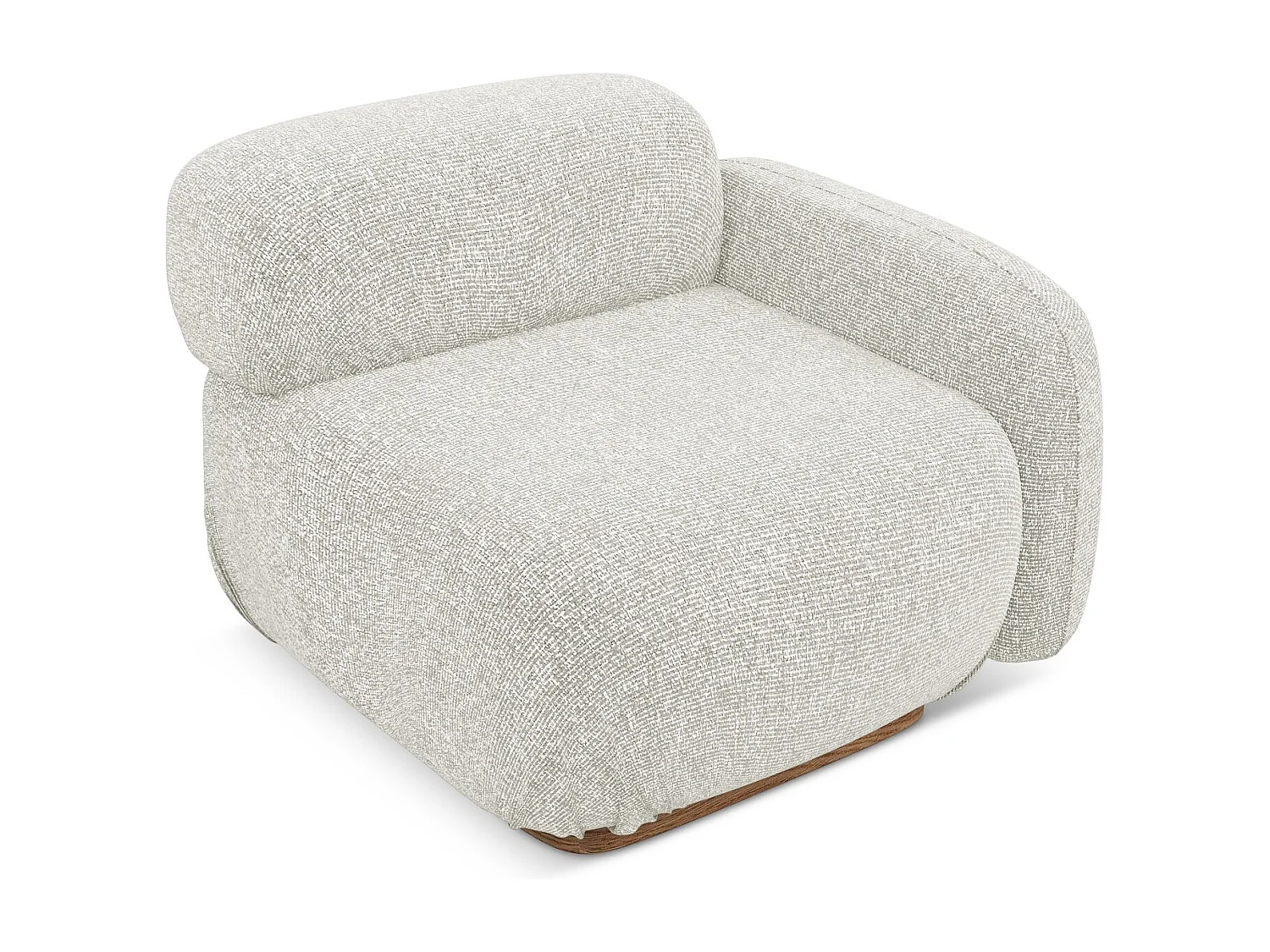 Module avec accoudoirs droit en tissu texturé - beige clair - AILANI