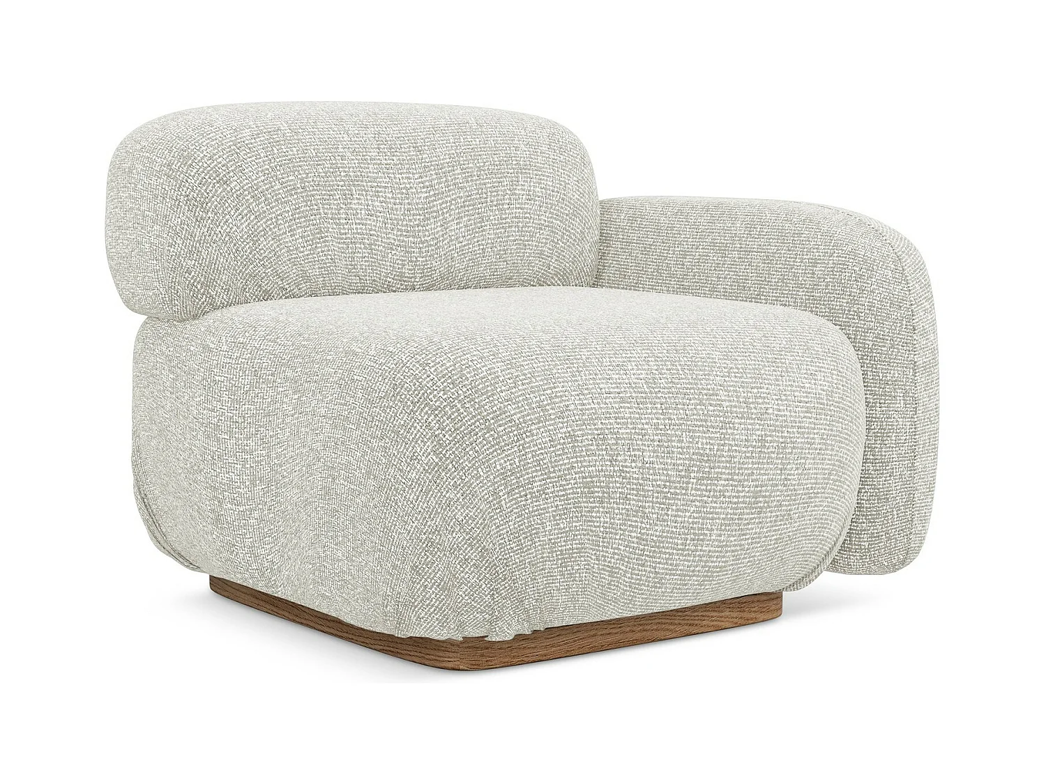 Module avec accoudoirs droit en tissu texturé - beige clair - AILANI