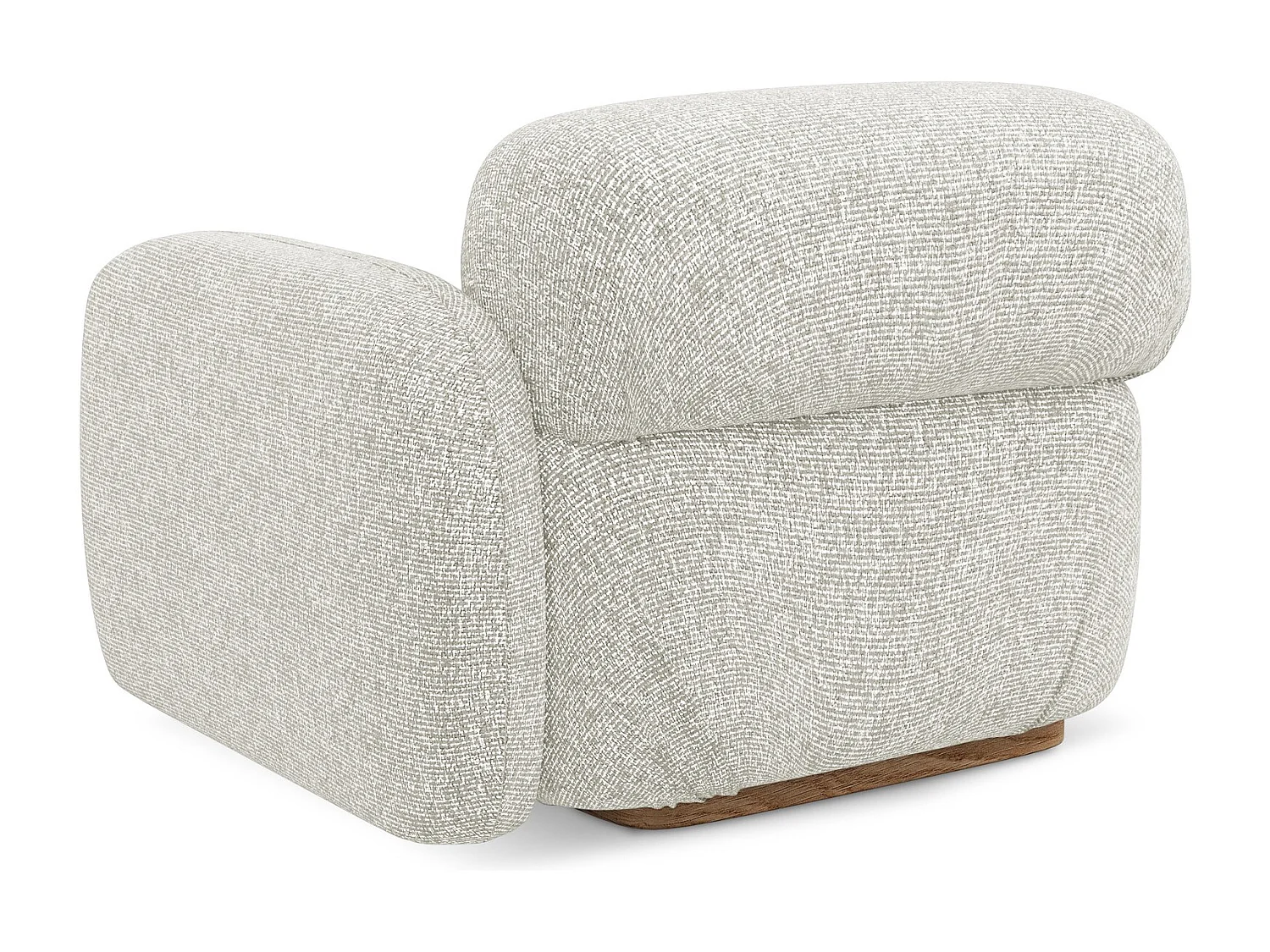 Bankmodule met armleuning rechts van lichtbeige textuurstof - AILANI