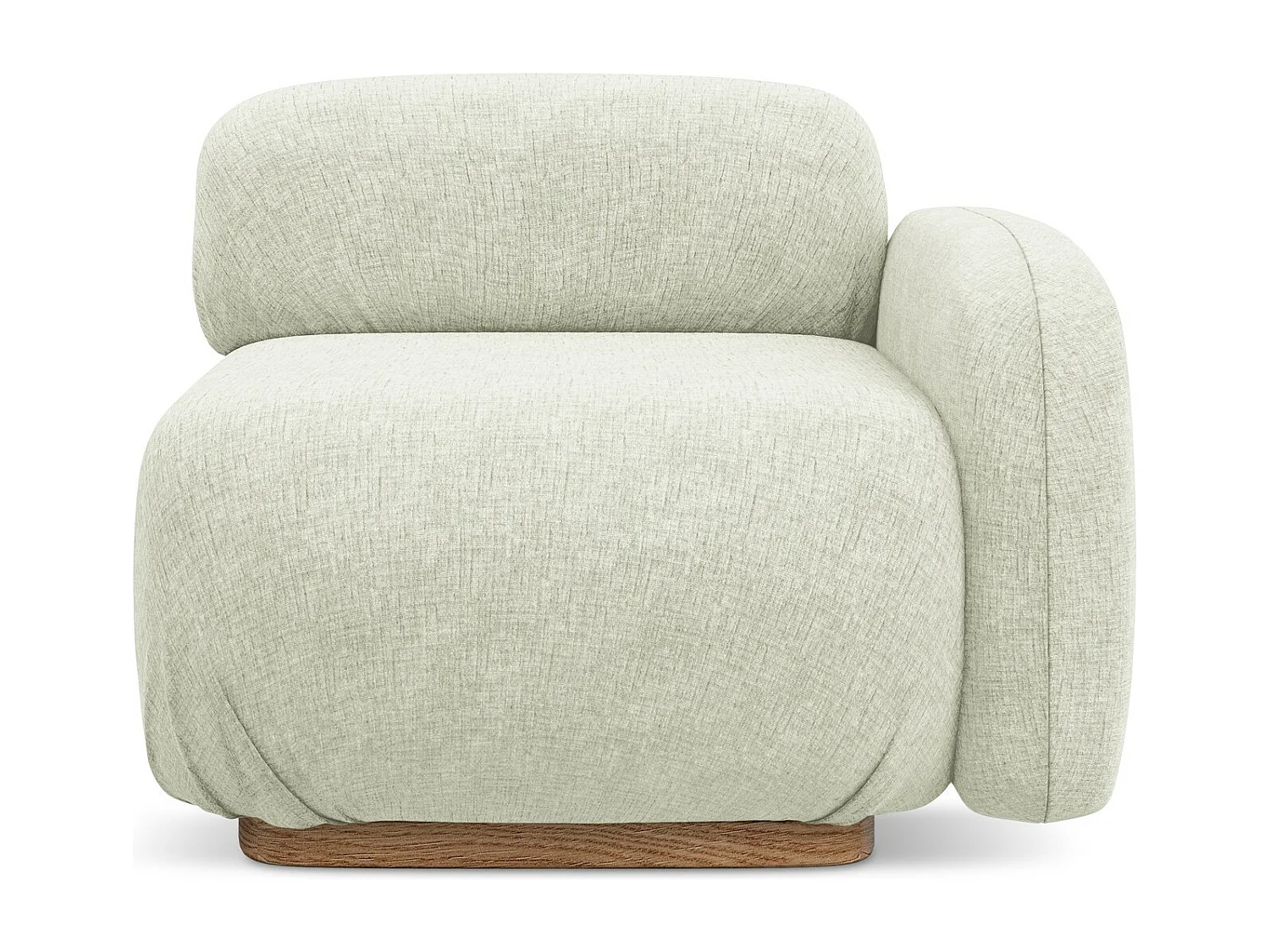 Bankmodule met armleuning rechts van wit chenille stof - AILANI