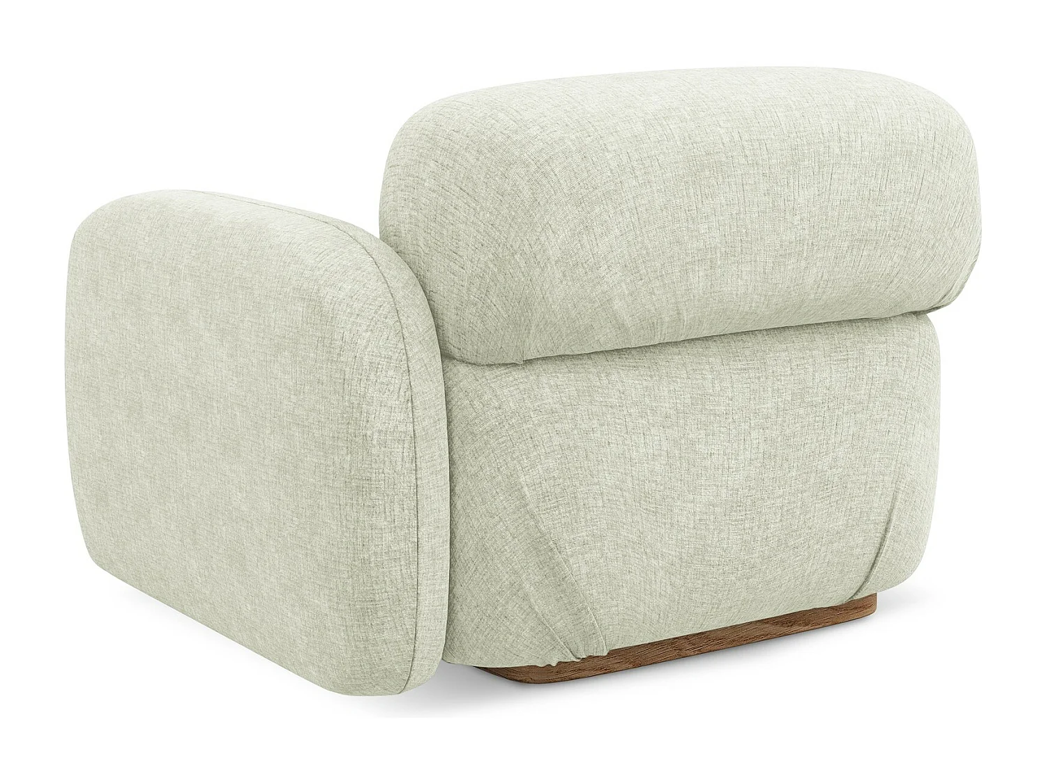 Bankmodule met armleuning rechts van wit chenille stof - AILANI