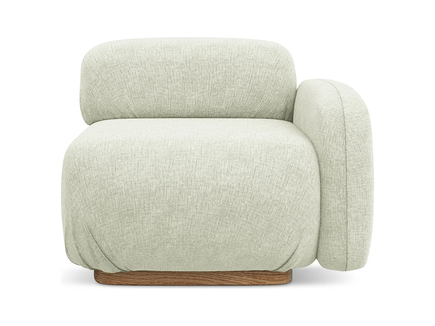 Bankmodule met armleuning rechts van wit chenille stof - AILANI