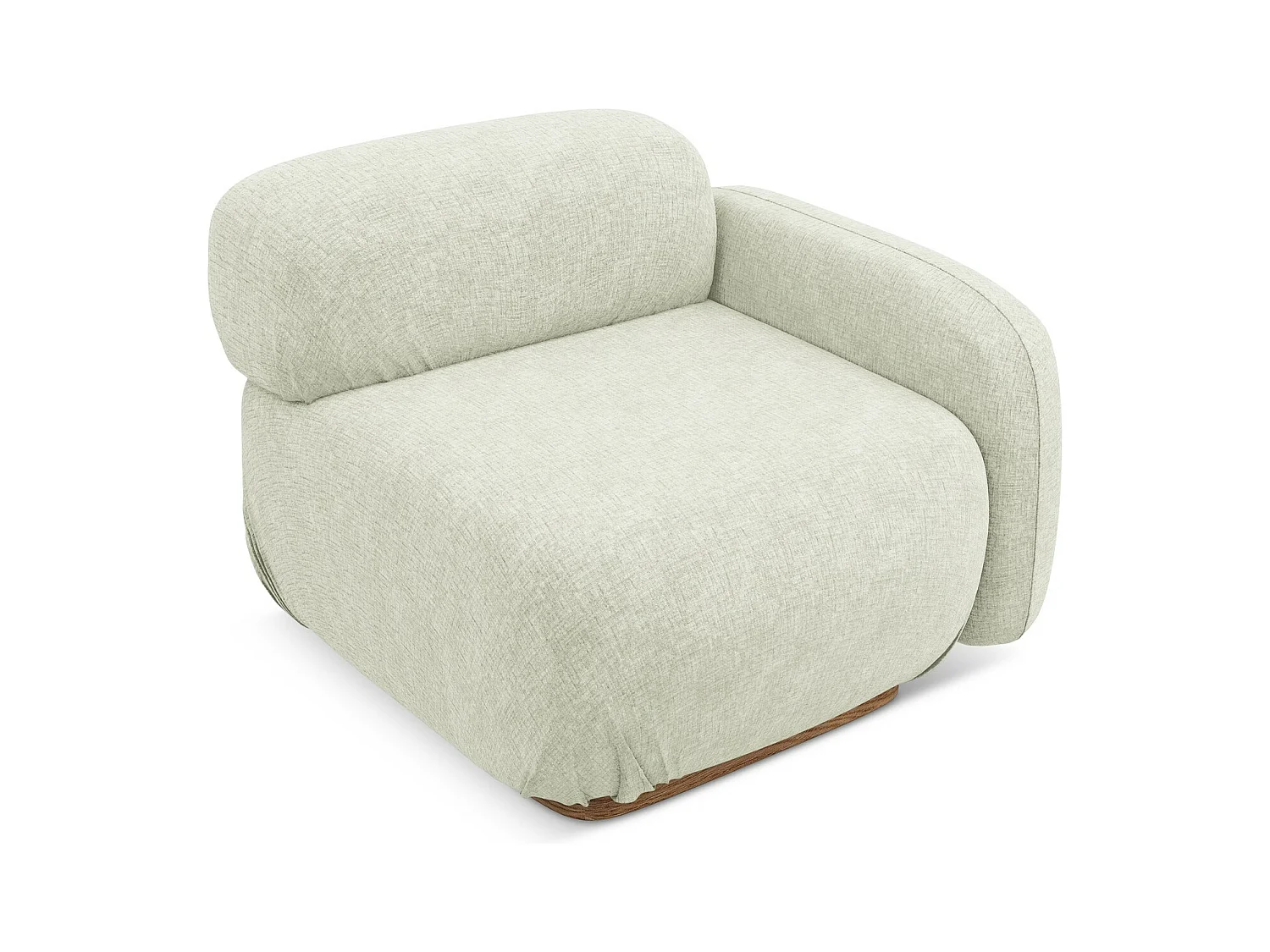 Bankmodule met armleuning rechts van wit chenille stof - AILANI