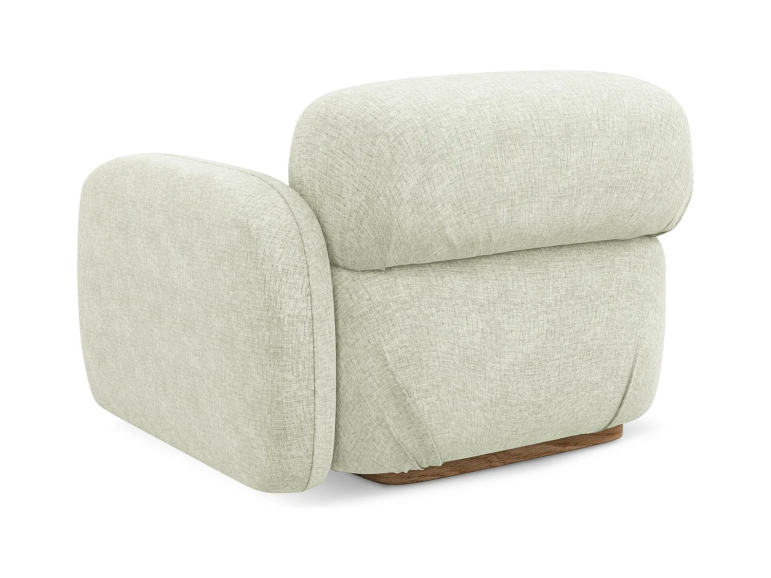 Bankmodule met armleuning rechts van wit chenille stof - AILANI