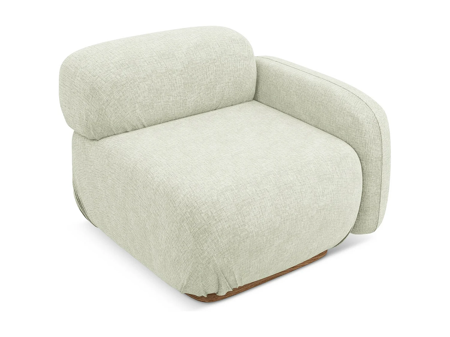 Bankmodule met armleuning rechts van wit chenille stof - AILANI