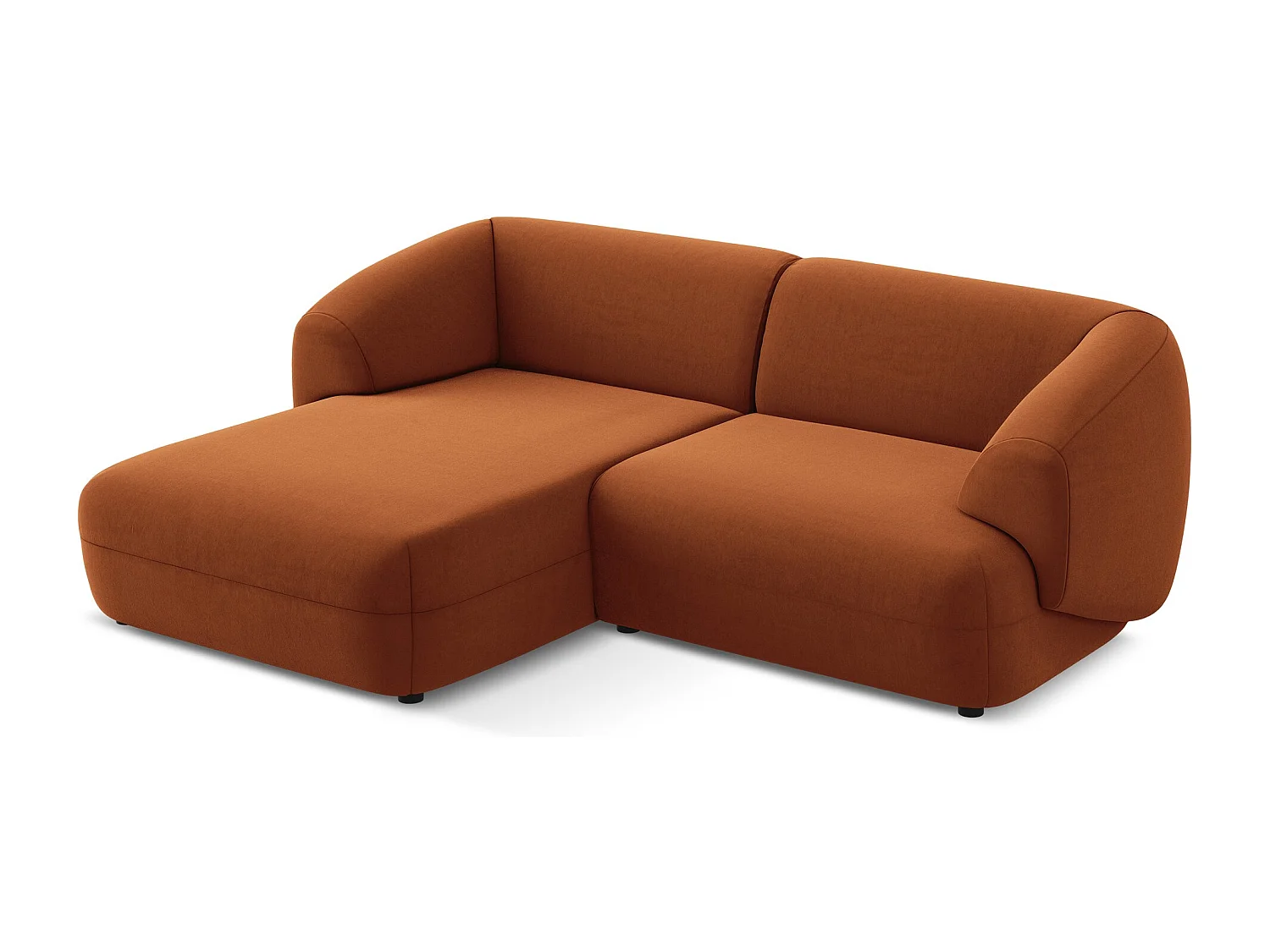 Modulaire hoekbank links van terracotta velours - MOANA