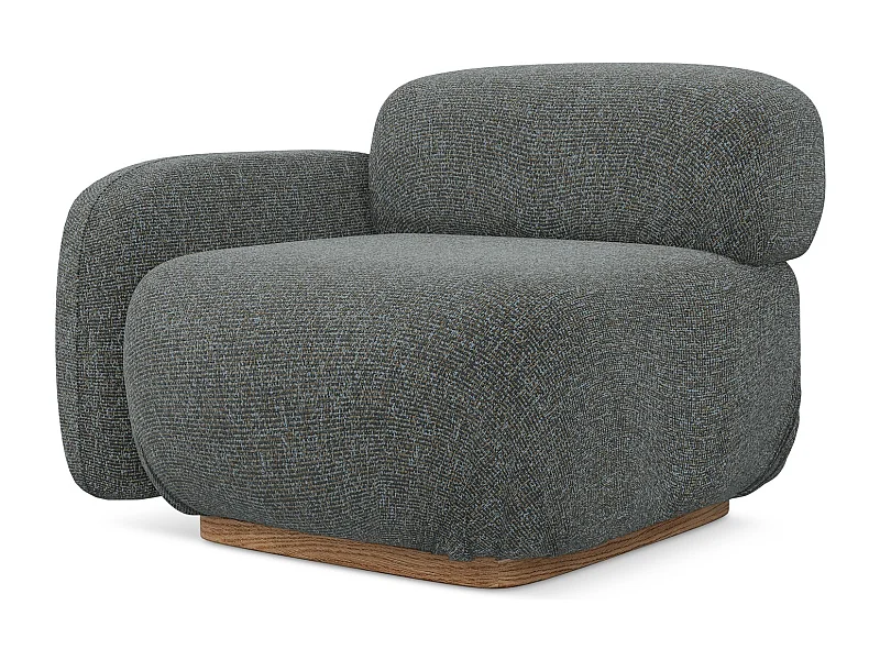 Module avec accoudoirs gauche en tissu texturé - acier - AILANI