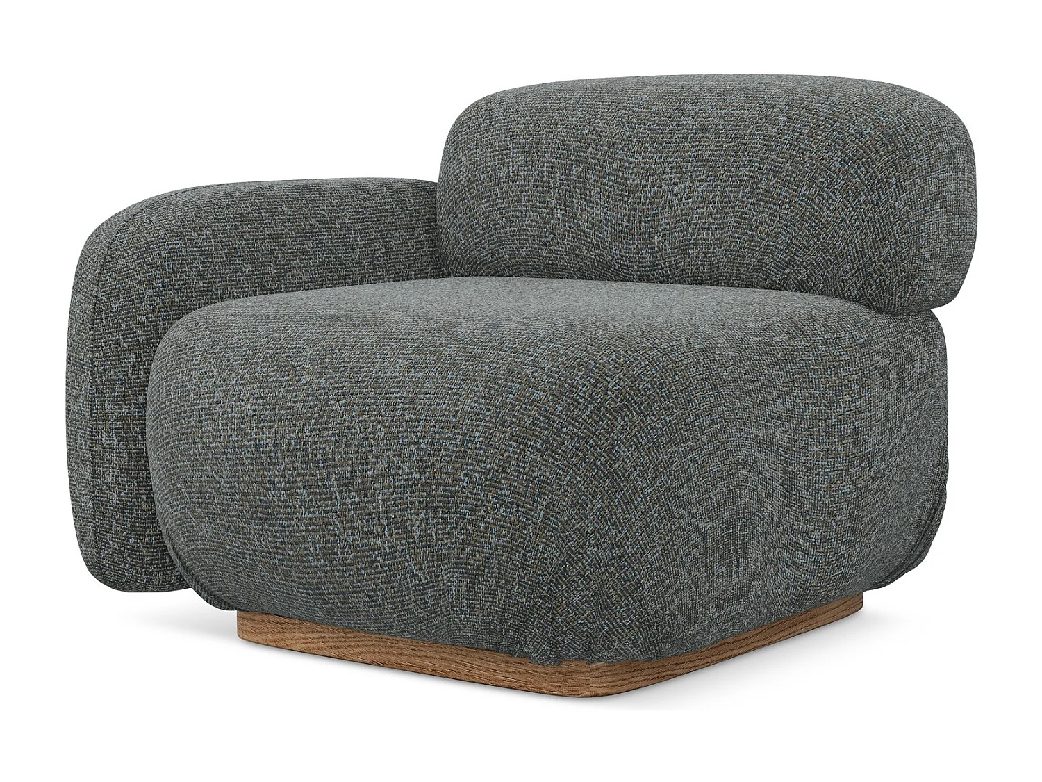 Module avec accoudoirs gauche en tissu texturé - acier - AILANI