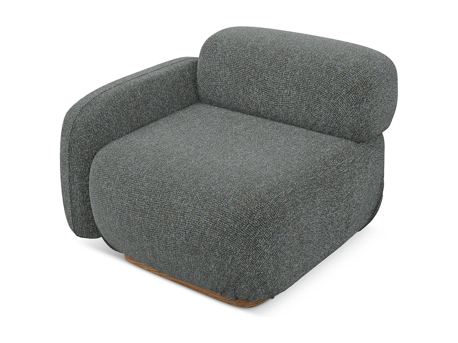 Module avec accoudoirs gauche en tissu texturé - acier - AILANI