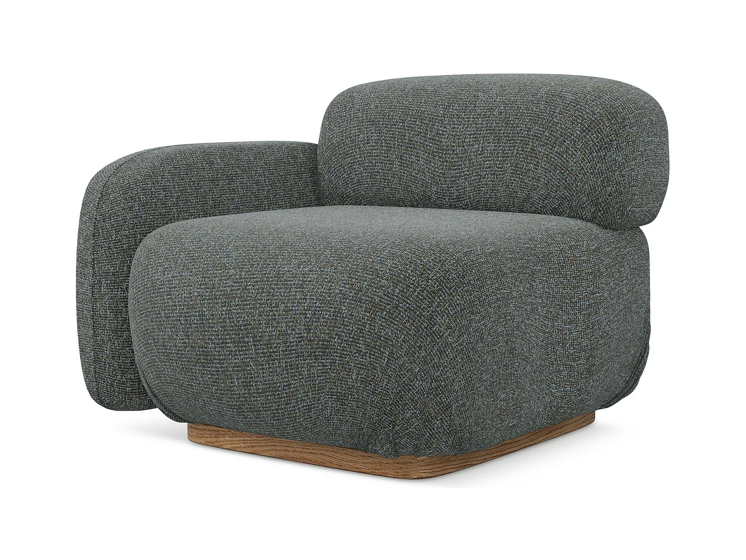Module avec accoudoirs gauche en tissu texturé - acier - AILANI