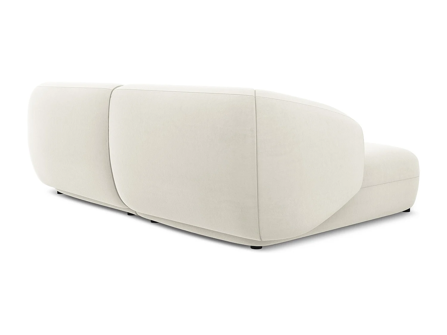 Canapé d'angle 2,5 places modulaire gauche en velours - beige clair - MOANA