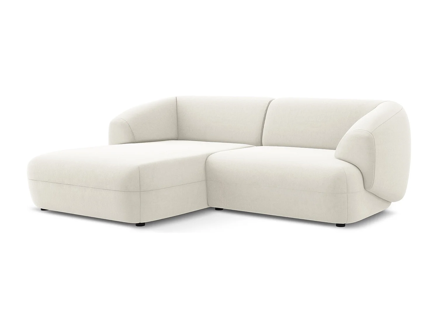 Canapé d'angle 2,5 places modulaire gauche en velours - beige clair - MOANA