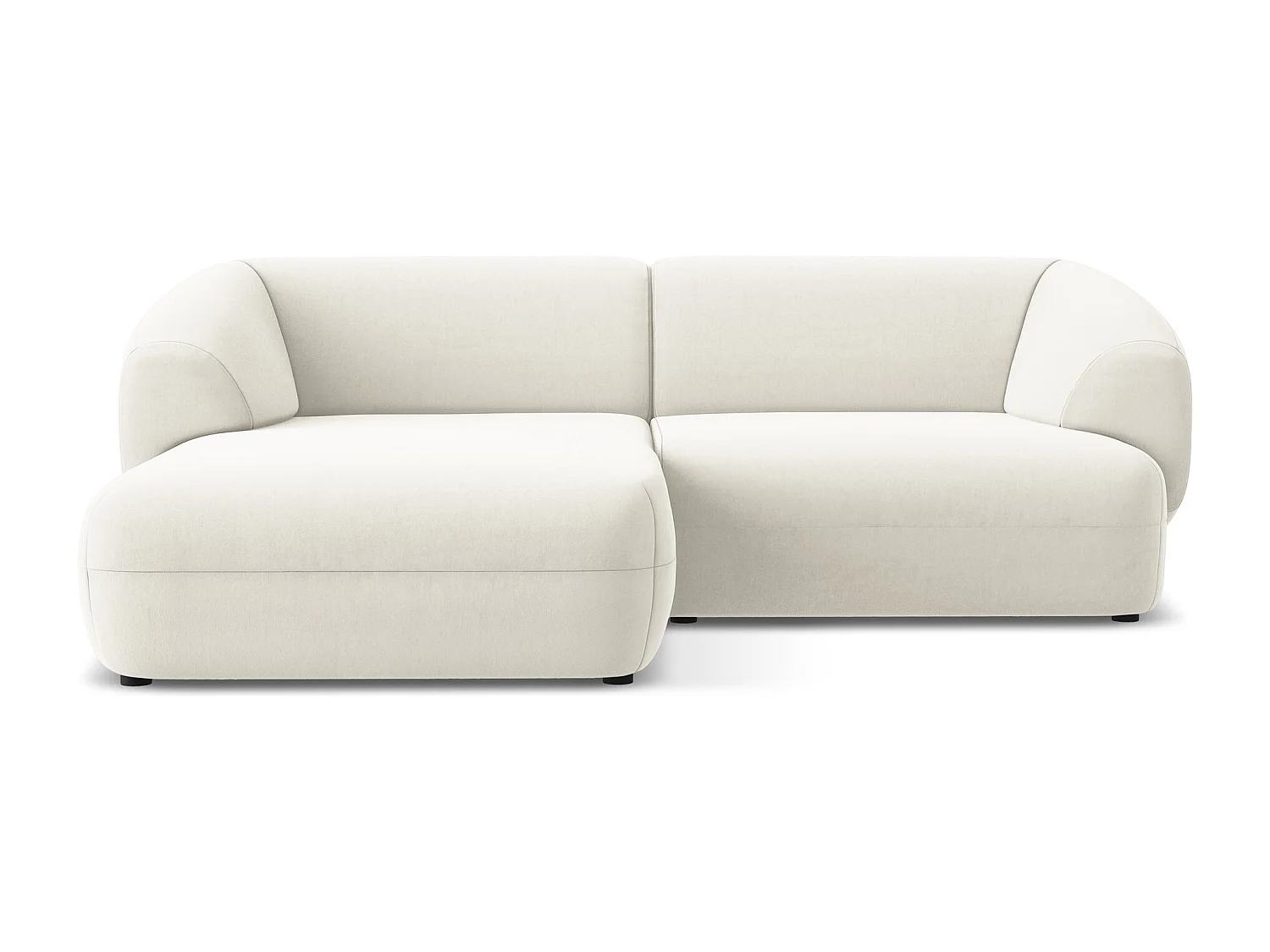 Canapé d'angle 2,5 places modulaire gauche en velours - beige clair - MOANA