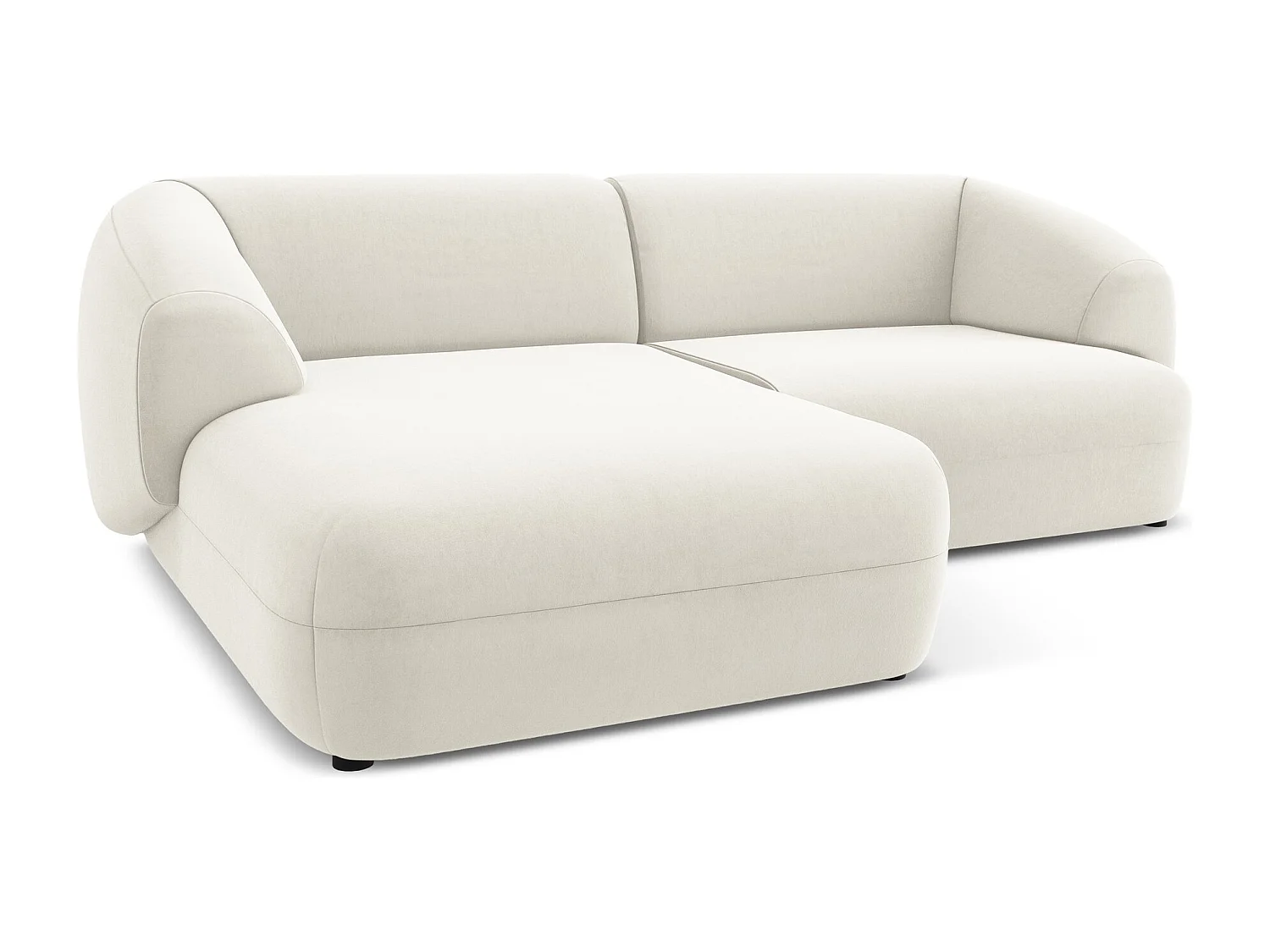 Canapé d'angle 2,5 places modulaire gauche en velours - beige clair - MOANA