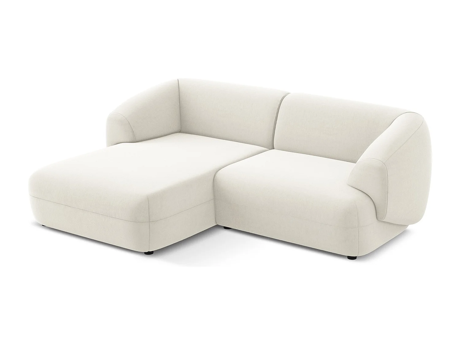 Canapé d'angle 2,5 places modulaire gauche en velours - beige clair - MOANA