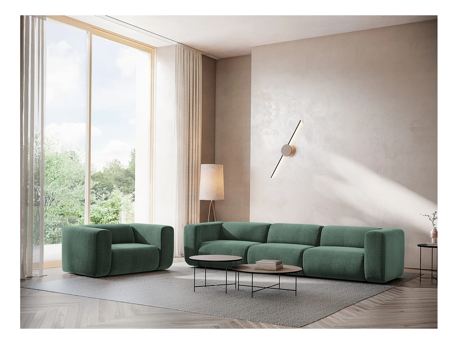 Fauteuil pour canapé modulable en tissu chenille - vert - EKAHI