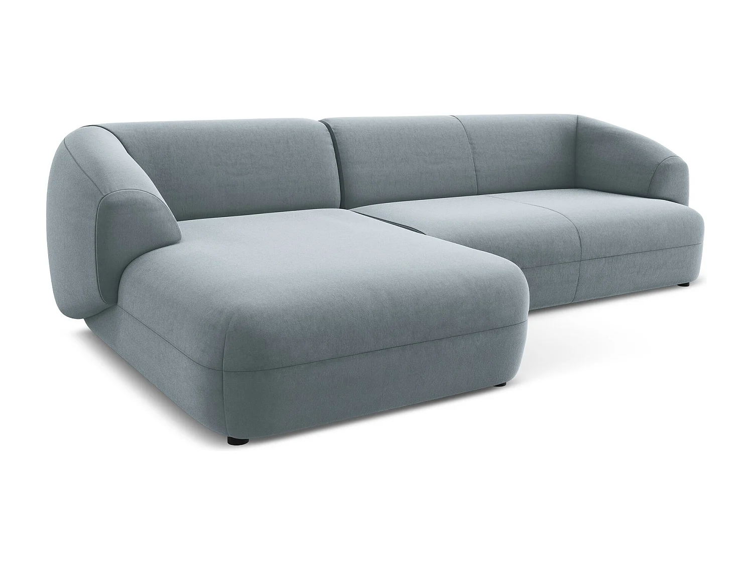 3-Sitzer Modulares Ecksofa - Ecke Links - Samt - Hellblau - MOANA