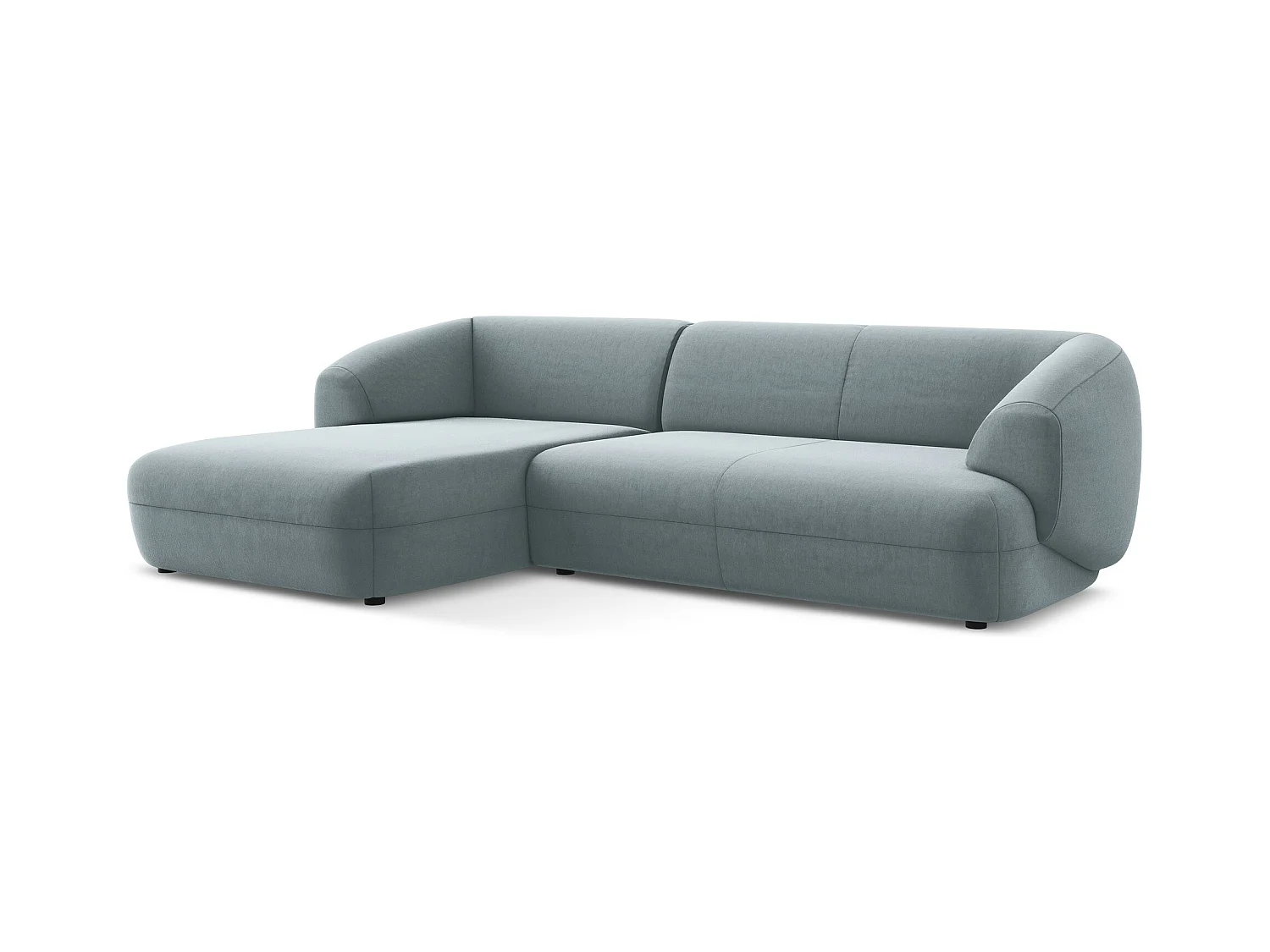 Canapé d'angle 3 places modulaire gauche en velours - bleu clair - MOANA
