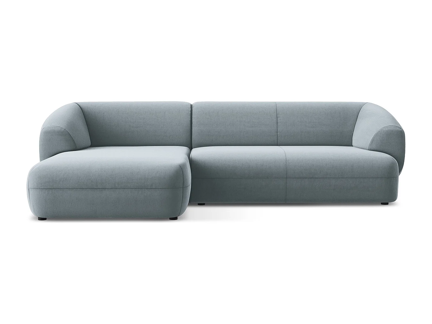 3-Sitzer Modulares Ecksofa - Ecke Links - Samt - Hellblau - MOANA