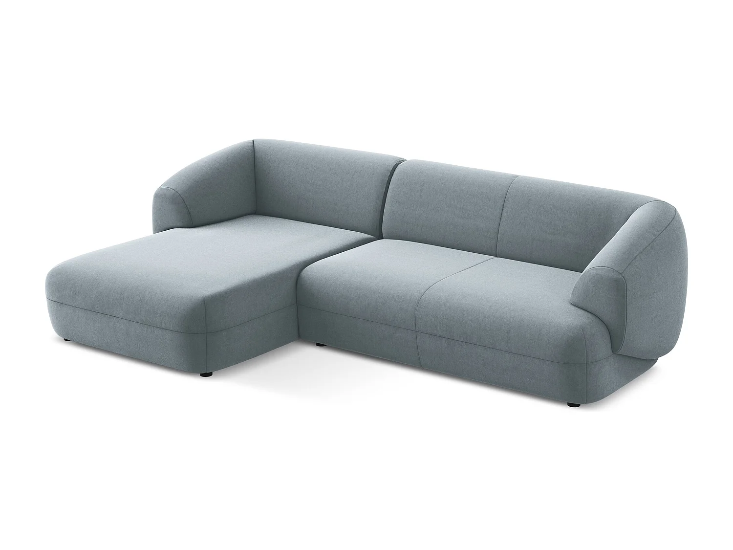 3-Sitzer Modulares Ecksofa - Ecke Links - Samt - Hellblau - MOANA