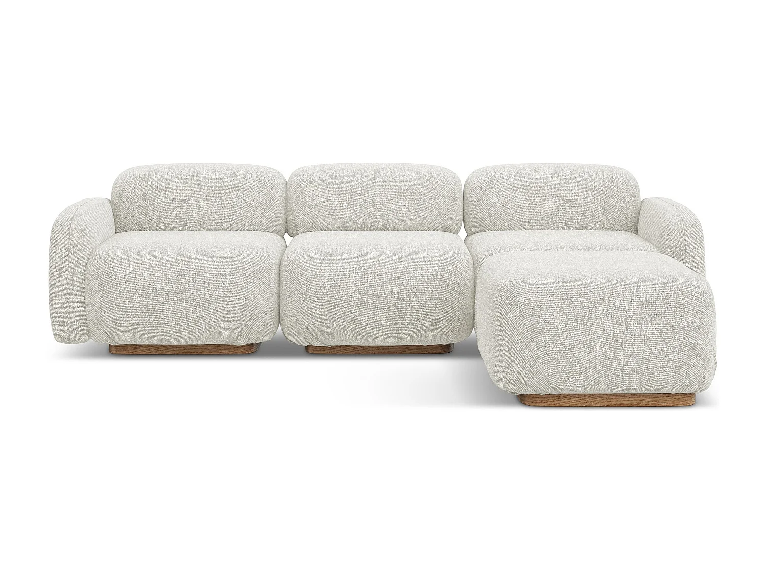 Omkeerbare modulaire hoekbank van lichtbeige textuurstof - AILANI