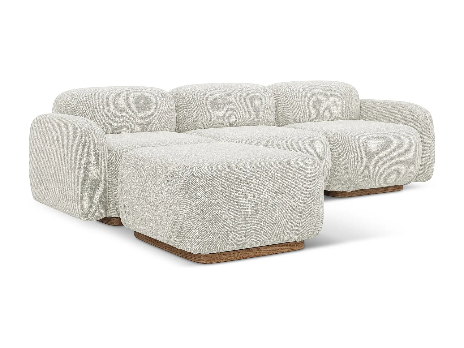 Omkeerbare modulaire hoekbank van lichtbeige textuurstof - AILANI