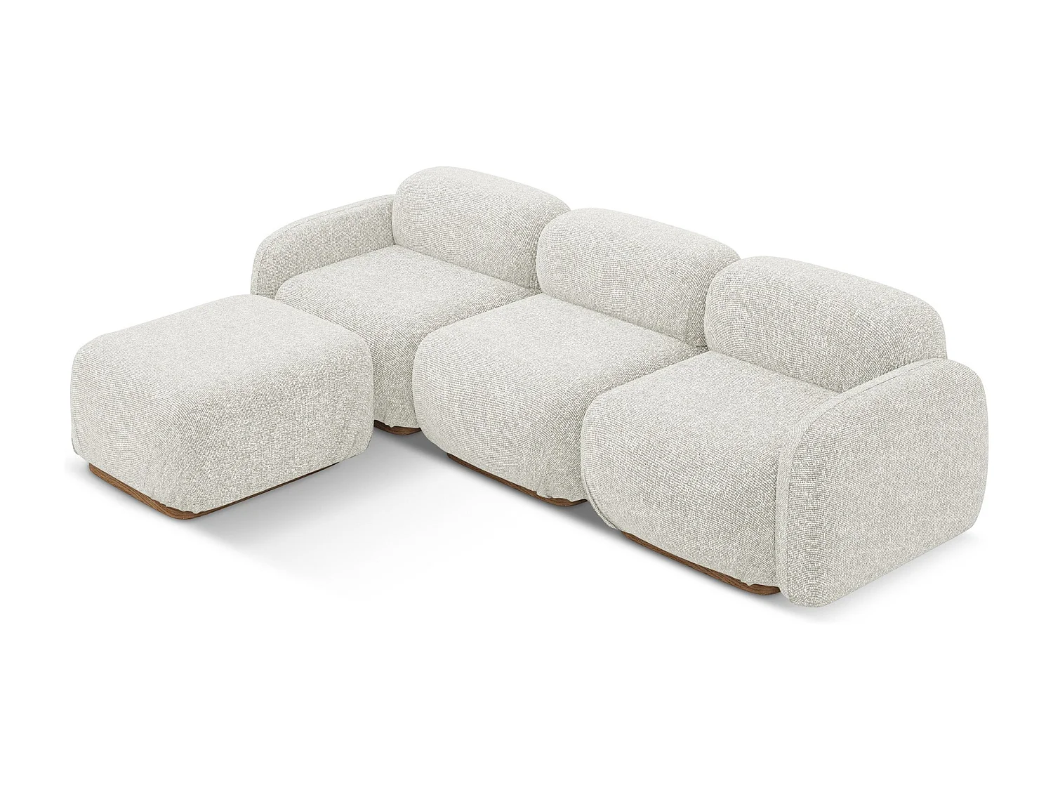 Omkeerbare modulaire hoekbank van lichtbeige textuurstof - AILANI