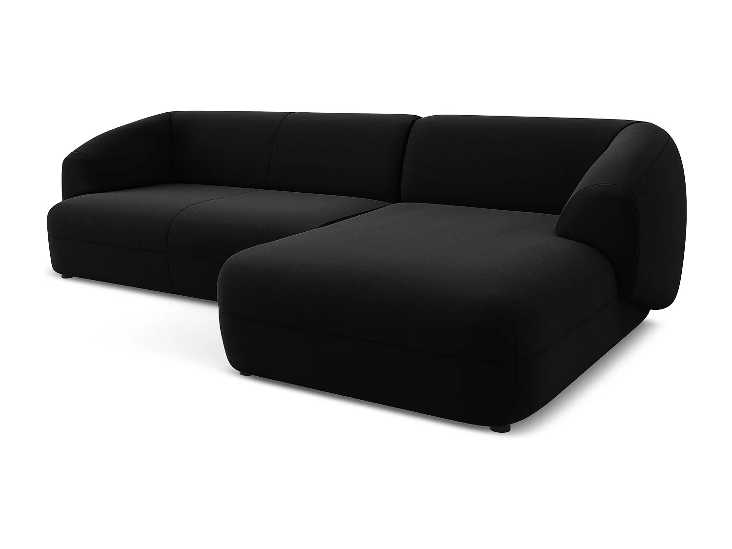 3-Sitzer Modulares Ecksofa - Ecke Rechts - Samt - Schwarz - MOANA