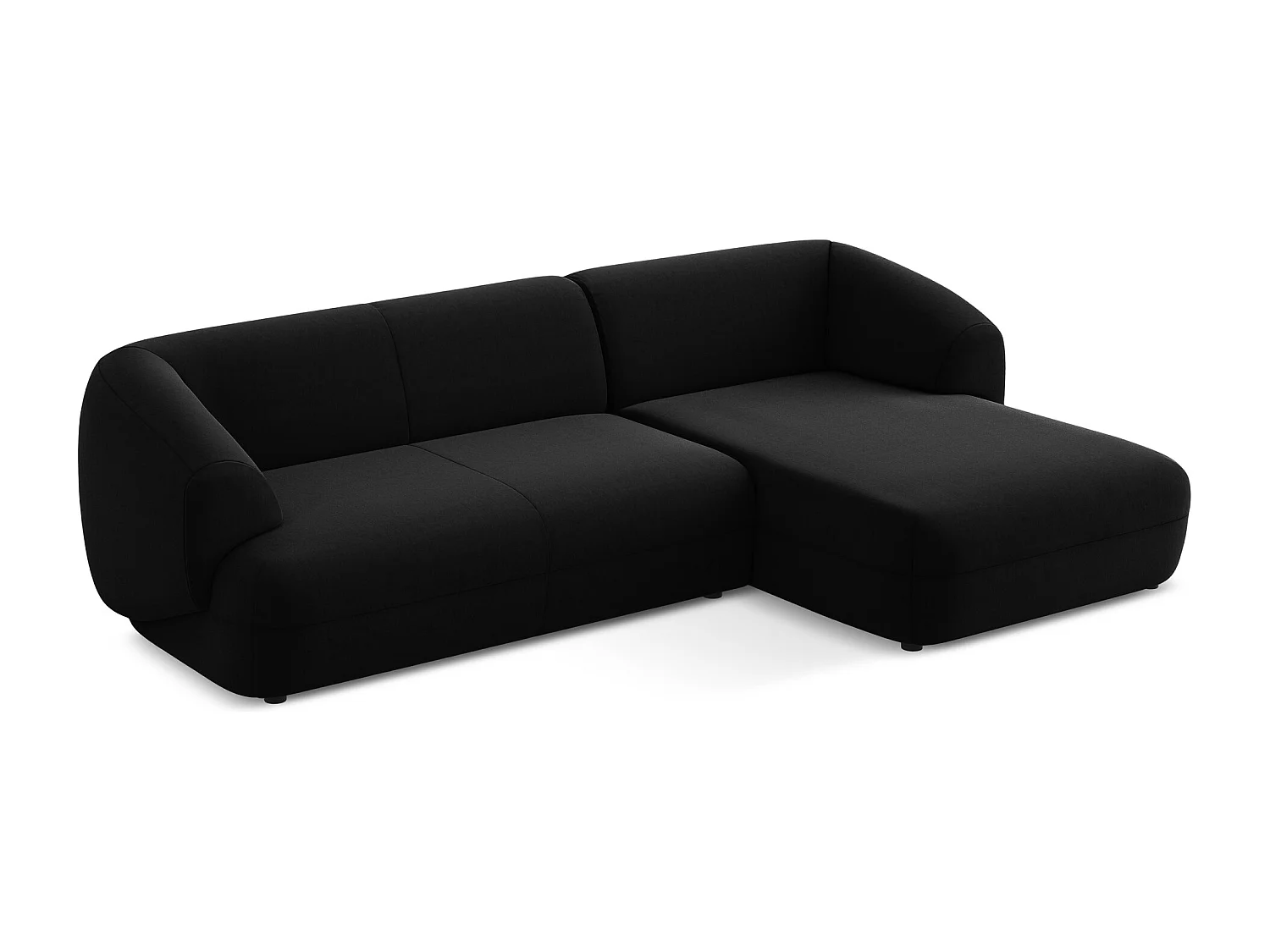 3-Sitzer Modulares Ecksofa - Ecke Rechts - Samt - Schwarz - MOANA