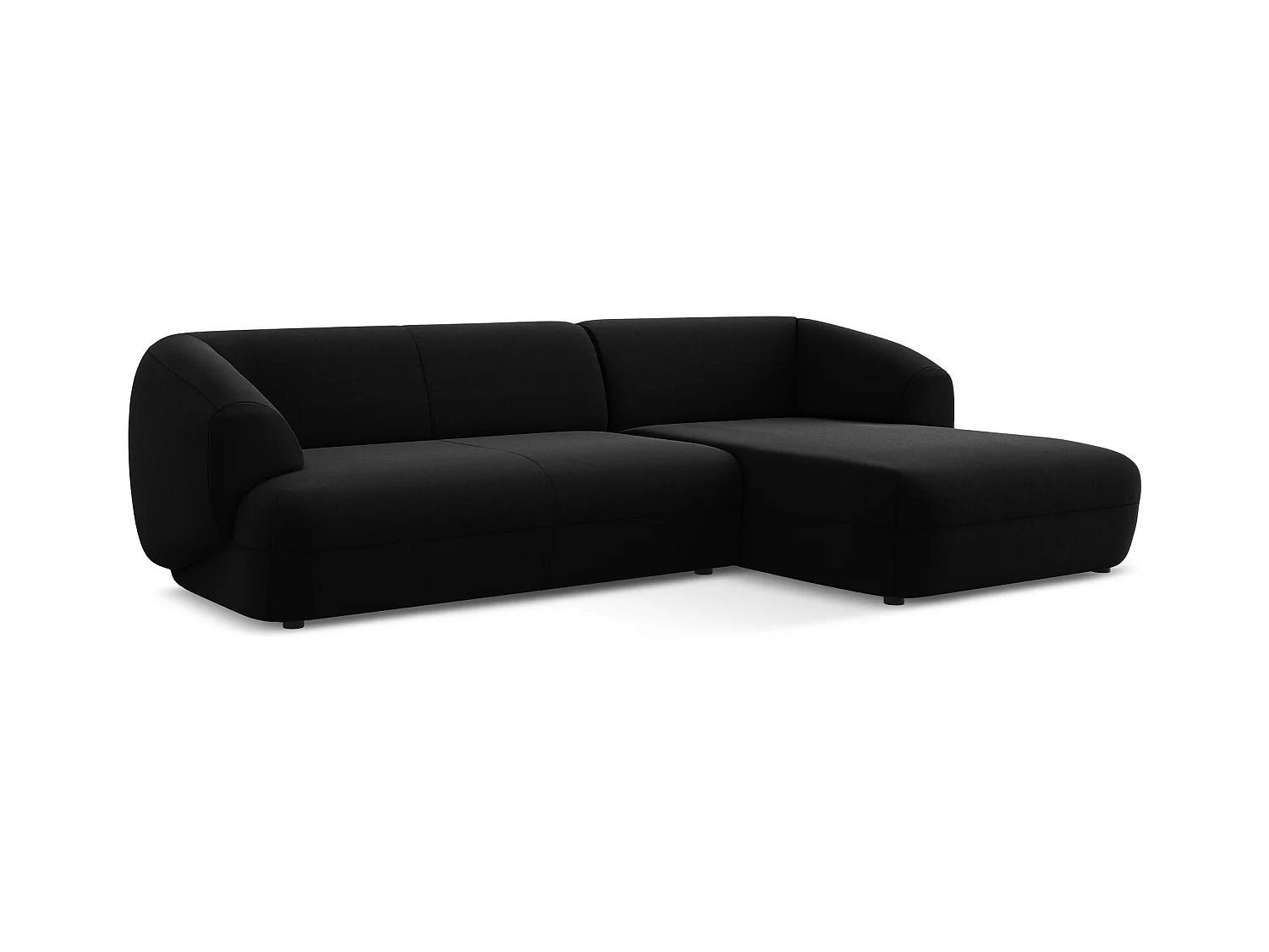 Canapé d'angle 3 places modulaire droit en velours - noir - MOANA