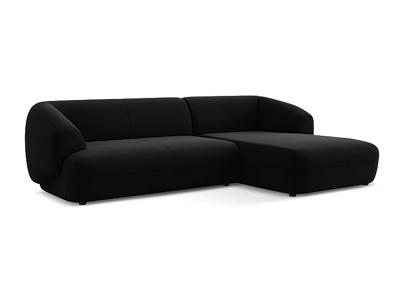 Canapé d'angle 3 places modulaire droit en velours - noir - MOANA