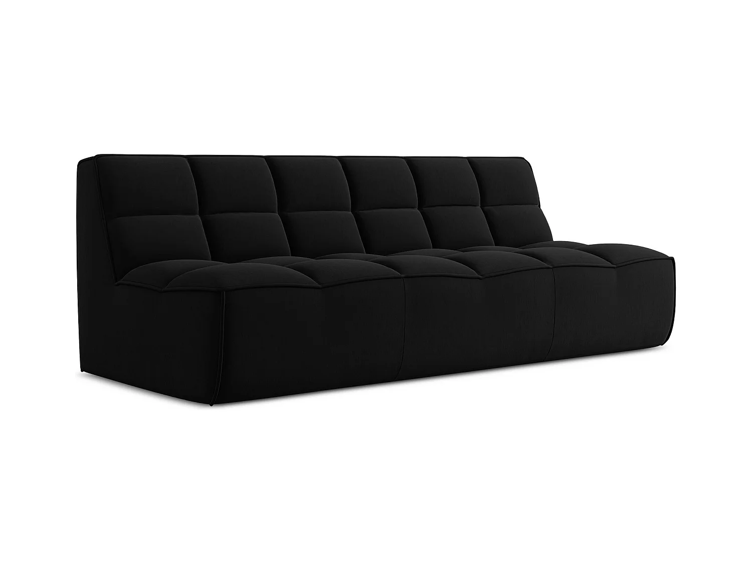 Driezits modulaire bank van zwart velours - KALAI