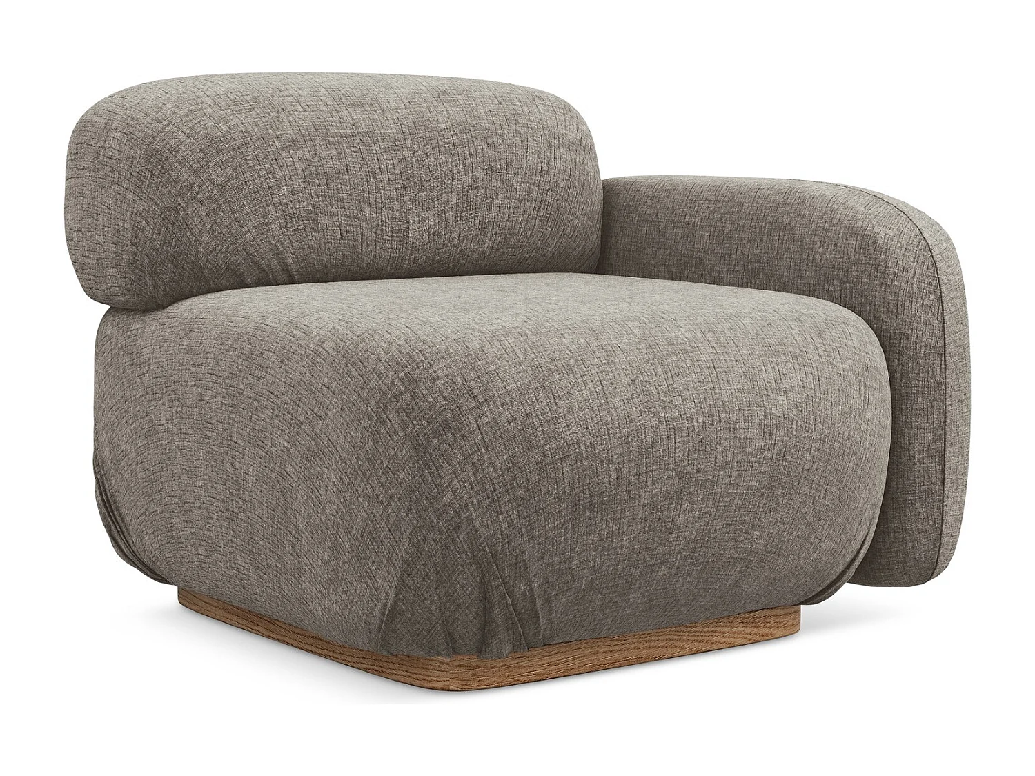 Bankmodule met armleuning rechts van taupe chenille stof - AILANI