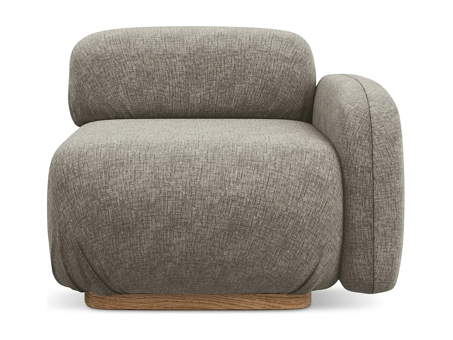 Bankmodule met armleuning rechts van taupe chenille stof - AILANI