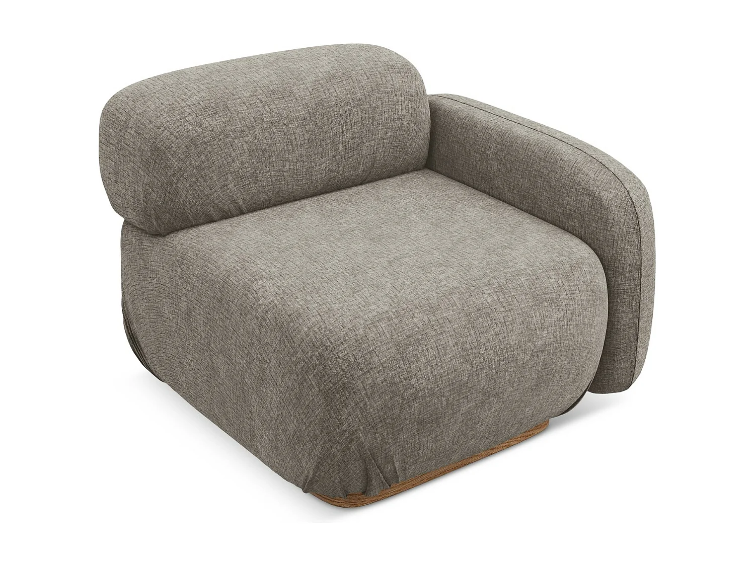 Bankmodule met armleuning rechts van taupe chenille stof - AILANI