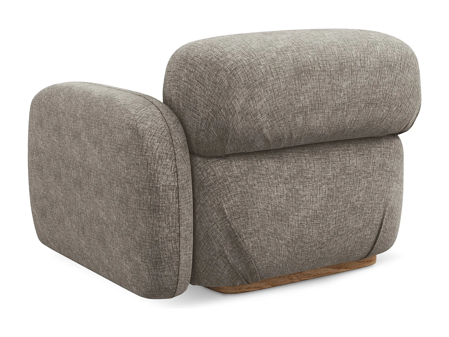 Bankmodule met armleuning rechts van taupe chenille stof - AILANI