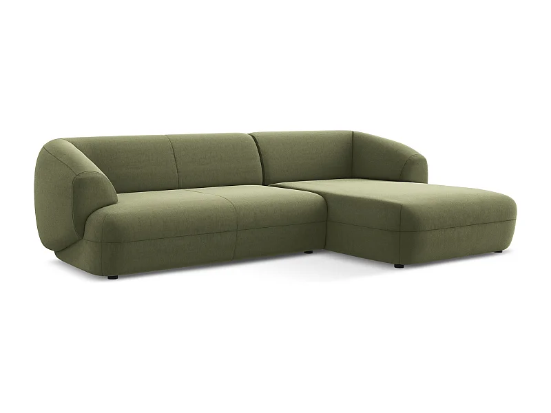 3-Sitzer Modulares Ecksofa - Ecke Rechts - Samt - Olive - MOANA