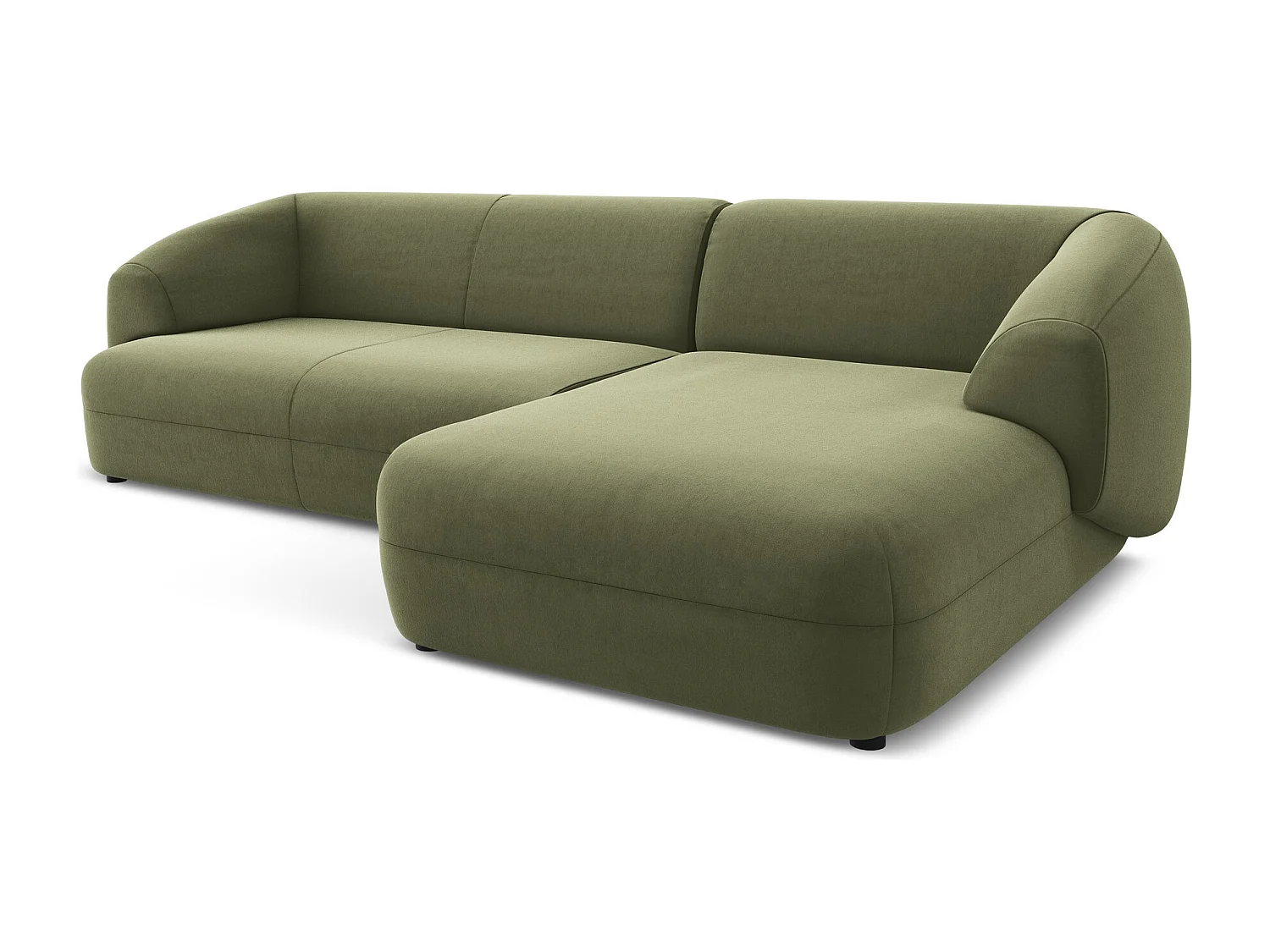3-Sitzer Modulares Ecksofa - Ecke Rechts - Samt - Olive - MOANA