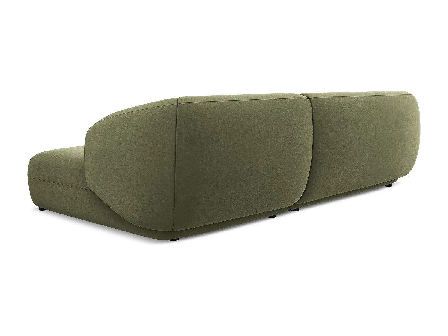 3-Sitzer Modulares Ecksofa - Ecke Rechts - Samt - Olive - MOANA