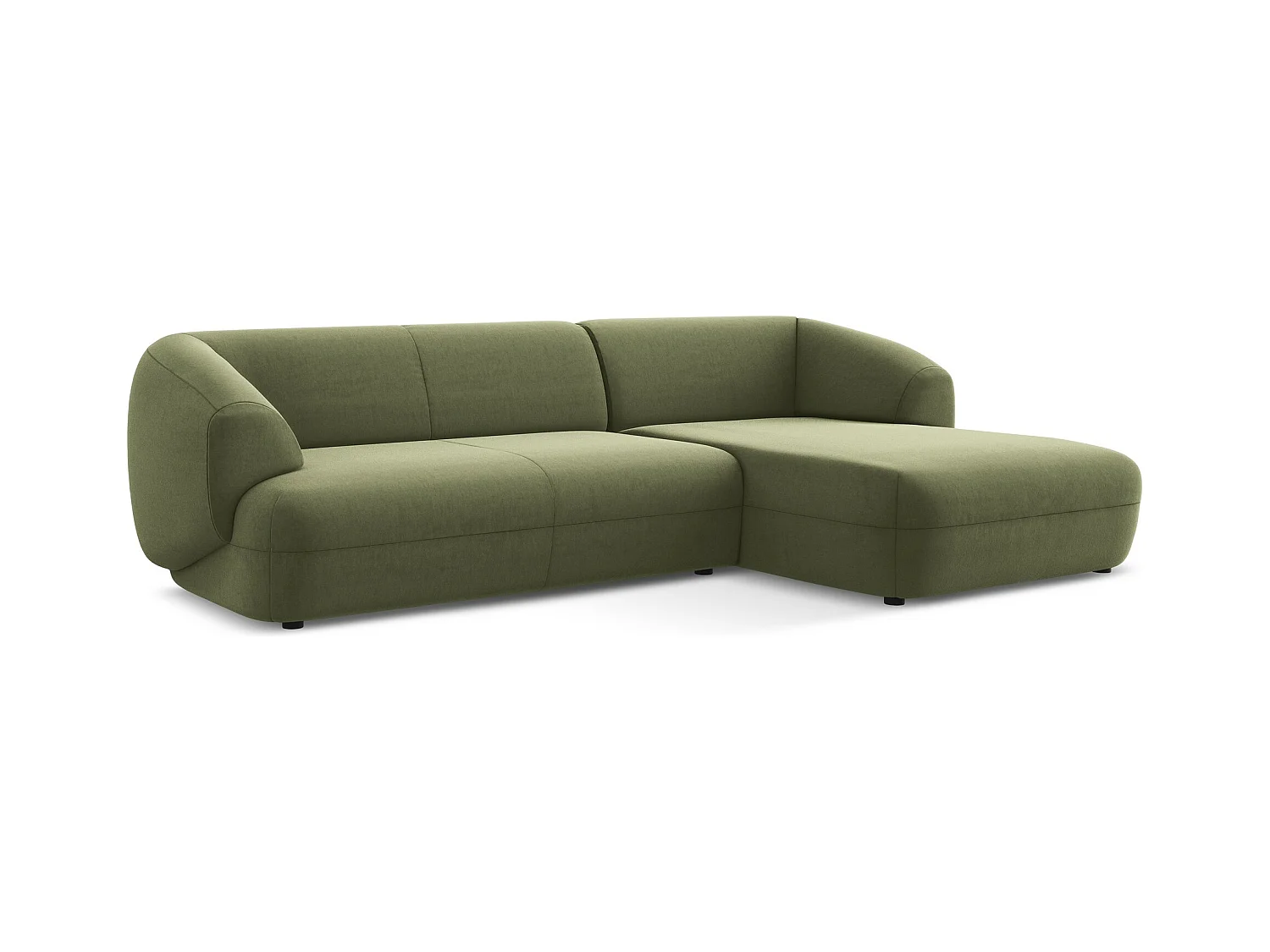Canapé d'angle 3 places modulaire droit en velours - olive - MOANA