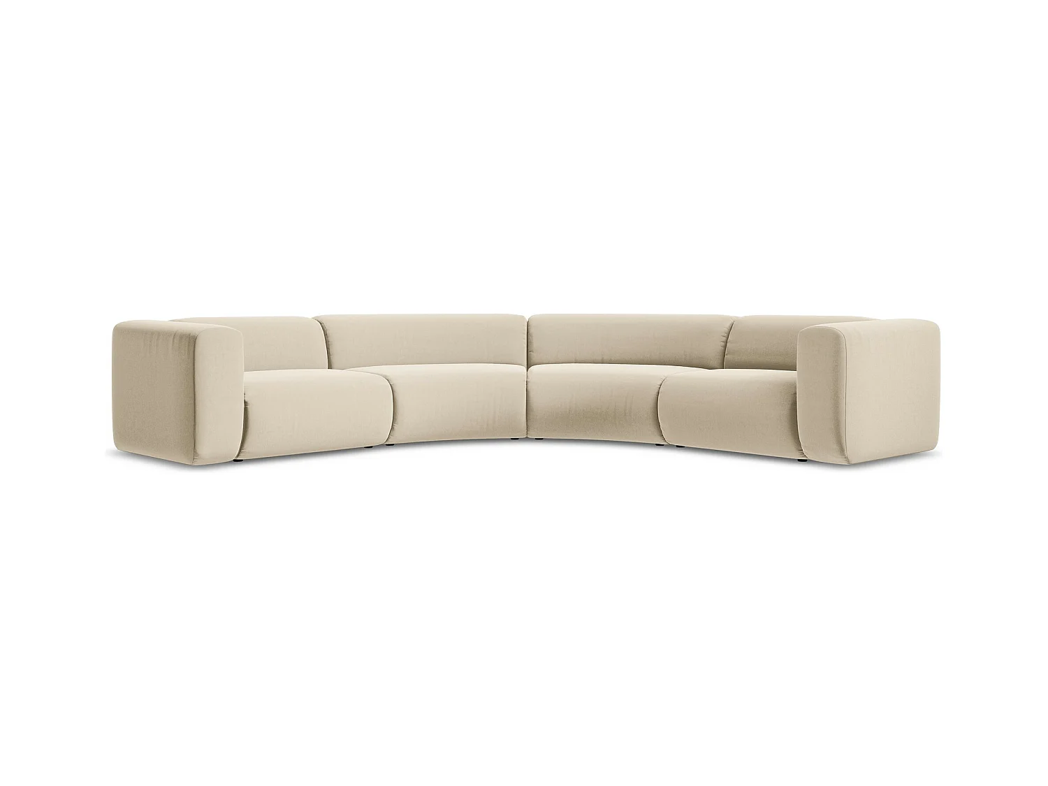 Modulares Ecksofa - - Samt - Hell beige - EKAHI