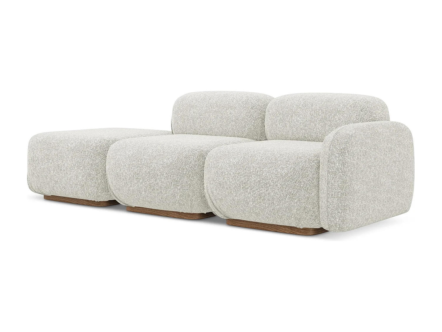 Canapé modulable 3 places gauche en tissu texturé - beige clair - AILANI