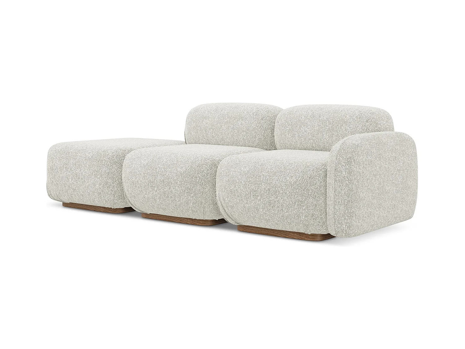 Canapé modulable 3 places gauche en tissu texturé - beige clair - AILANI