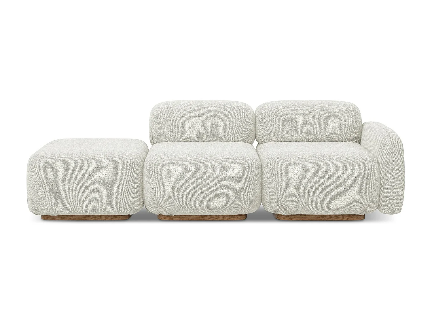 Sofá modular esquerdo 3 lugares em tecido texturizado bege claro - AILANI