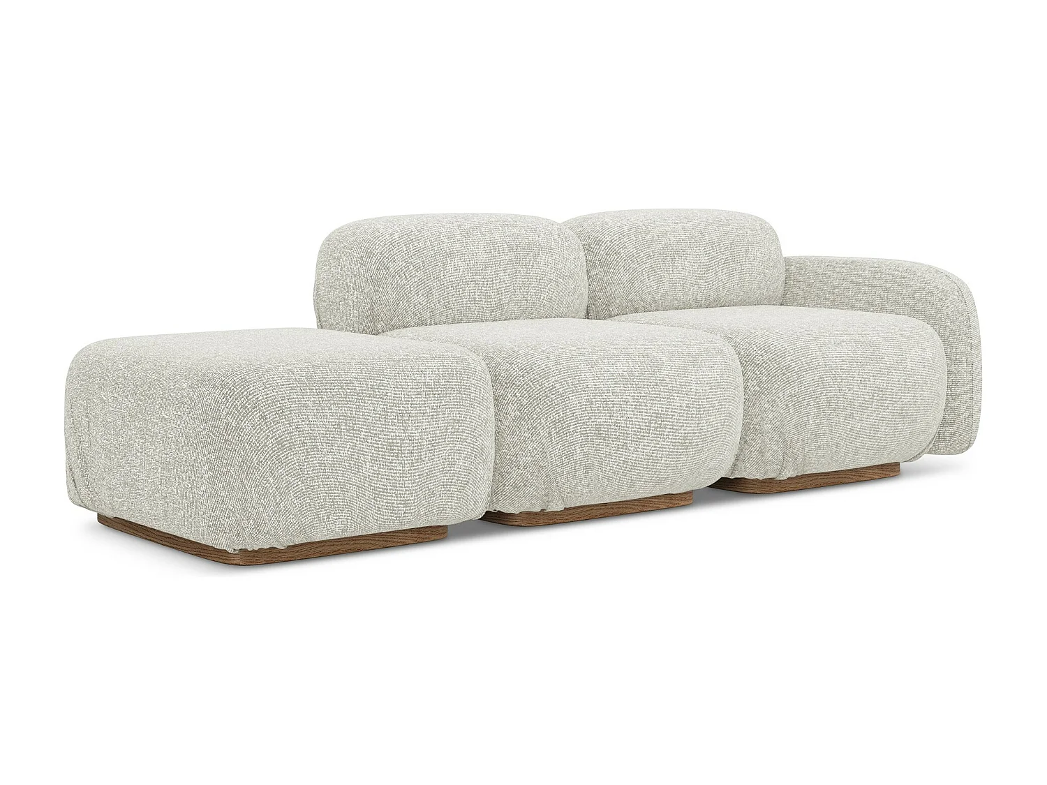 Sofá modular esquerdo 3 lugares em tecido texturizado bege claro - AILANI