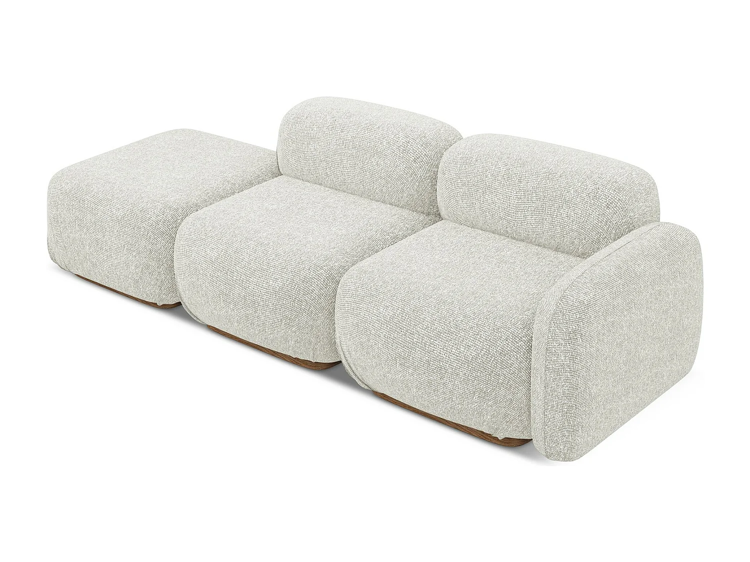 Sofá modular esquerdo 3 lugares em tecido texturizado bege claro - AILANI